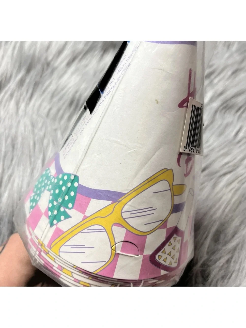 Vintage 90s Girls Birthday Pink Purple White Makeup Beauty Party Hats